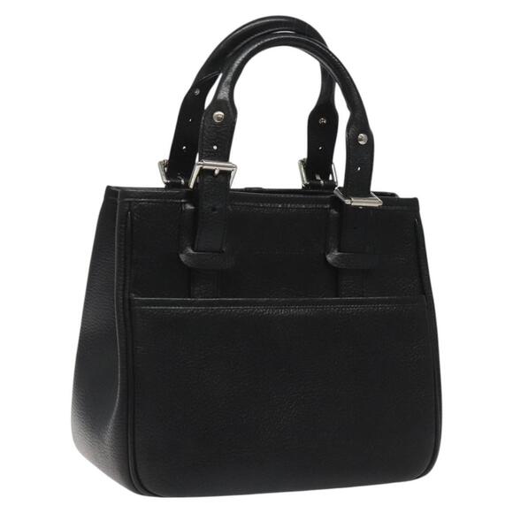 BURBERRY Hand Bag Leather Black Auth am8014